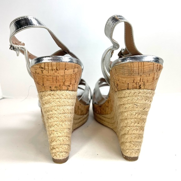 Charles David Metallic Silver Strappy Wedge Sandals Size 10M - Picture 4 of 10